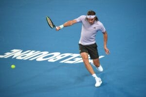 Stefanos Tsitsipas (GRE) during his first round match at the 2020 Australian Open at Melbourne Park in Melbourne, AUSTRALIA, on January 20, 2020. Photo by Corinne Dubreuil/ABACAPRESS.COM