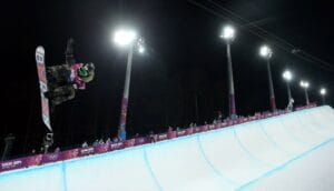 Sochi, Russia. 11th Feb, 2014. Bronze medalist Taku Hiraoka, of Japan, competes in the men's halfpipe at the Rosa Khutor Extreme Park during the Winter Olympics in Sochi, Russia, Tuesday, Feb. 11, 2014. Credit:  Brian Cassella/Chicago Tribune/MCT/Alamy Li