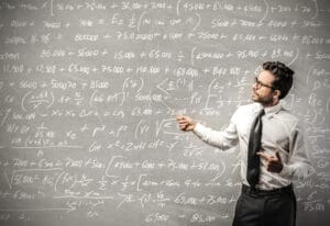 Businessman teaching math