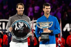 Melbourne, Australia. 27th Jan, 2019. Novak Djokovic from Serbia won his 7th Australian Open title in the final against Rafael Nadal from Spain at the 2019 Grand Slam tennis tournament in Melbourne, Australia. Frank Molter/Alamy Live news