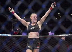 Valentina Shevchenko reacts after defeating Joanna Jedrzejczyk during the UFC Women's Flyweight title bout in Toronto on Sunday, Dec. 9, 2018. THE CANADIAN PRESS/Nathan Denette