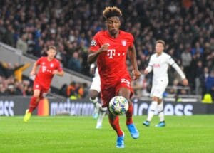 LONDON, ENGLAND - OCTOBER 1, 2019: Kingsley Coman of Bayern pictured during the 2019/20 UEFA Champions League Group B game between Tottenham Hotspur FC (England) and Bayern Munchen (Germany) at Tottenham Hotspur Stadium.