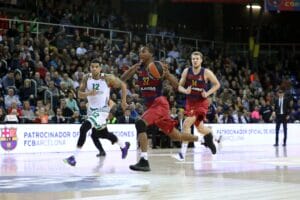 Alex Renfroe of FC Barcelona goes to the basket during the Euroleague basketball match between FC Barcelona and Panathinaikos Athenes, at Palau Blaugrana, in Barcelona, Spain, on December 2, 2016.Photo Manuel Blondeau / AOP Press / DPPI