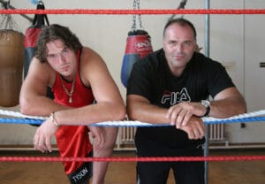 Tyson Fury training with father John Fury in Wythenshawe in 2006