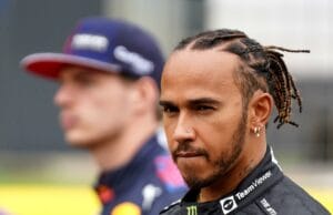 Mercedes driver Lewis Hamilton and Red Bull Racing's Max Verstappen ahead of the British Grand Prix at Silverstone, Towcester. Picture Date: Thursday July 15, 2021.