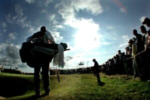 BRITISH OPEN GOLF CHAMPIONSHIP JULY 2001  LYTHAM PHIL MICKELSEN PLAYS ONTO THE 3rd GREEN
