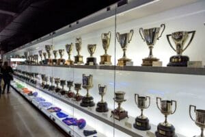 Trophies in the FC Barcelona Museum, in the Camp Nou stadium (Barcelona, Catalonia, Spain) ESP: Trofeos en el Museo del FC Barcelona, en el Camp Nou