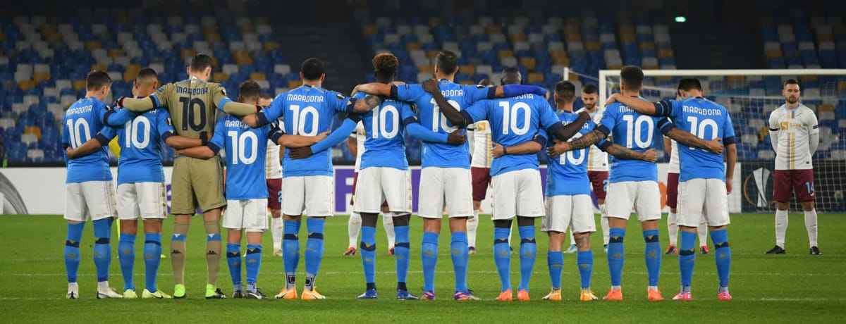 Napoli-Lazio Serie A 2021-22 14.a giornata. Il Napoli con la 10 di Maradona
