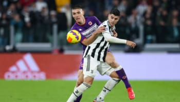 Fiorentina-Juventus, semifinale d'andata Coppa Italia 2021-22, Nikola Milenkovic e Alvaro Morata